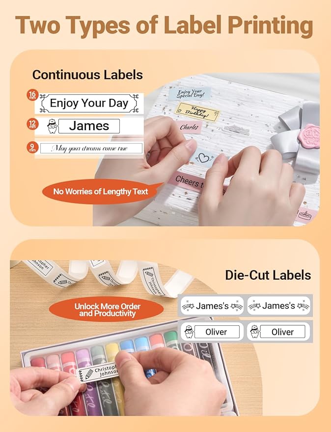 Makeid Label Makers, L1 Label Maker Machine, Portable Wireless Sticker Label Makers for Home, School, Office Use, Rechargeable Thermal Printer with Multiple Fonts, Templates - Beige, 203dpi