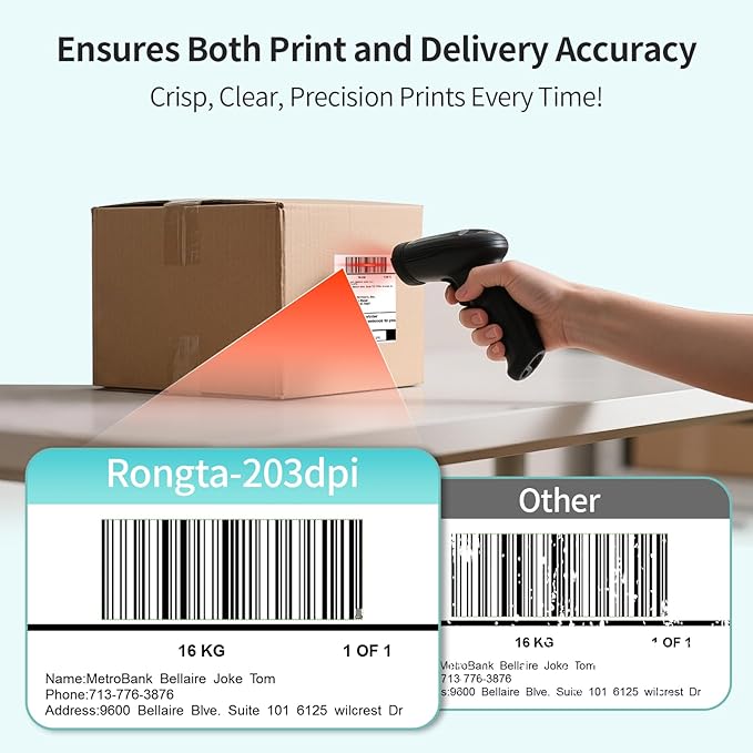 Rongta Thermal Shipping Label Printer, Bluetooth Wireless 4x6 Sticker Label Maker for Package, Compatible with Windows, Mac, Android & iPhone, Used for Small Business