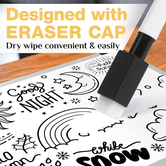 SULOLI 20Pcs Black Magnetic Dry Erase Markers, Small Dry erase Markers Fine Point Tip WhiteBoard Markers for Kids Teachers Office School Supplies