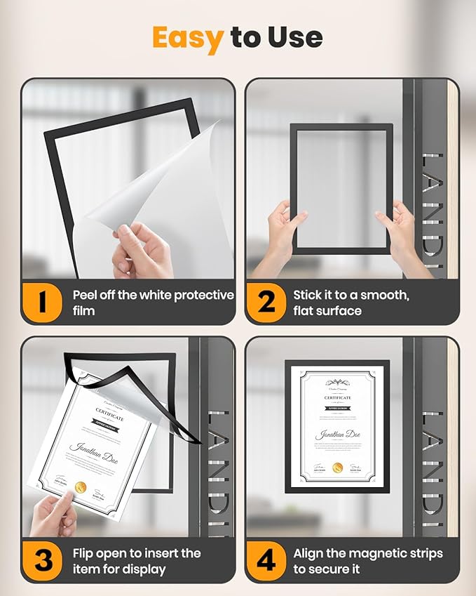 Uniclife 24 Pack Magnetic Sign Holder 8.5" x 11" Self-Adhesive Magnetic Picture Frame Wall Mounted Display Frame for Home Office Store Poster Document Holder for Wall Door Glass Window Refrigerator