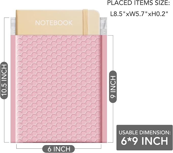GSSUSA Light Pink Bubble Mailers 6x10 Small Padded Envelopes 1000 Pack | Usable Size 6x9, Strong Adhesion Self Seal, Waterproof Opaque Shipping Bags, Mailing Supplies, Small Business, #000