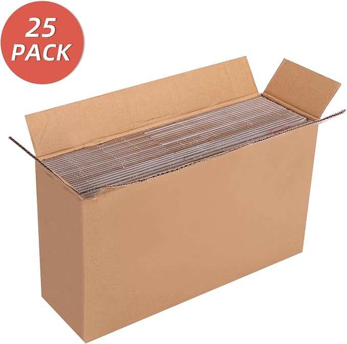 25-Pack Shipping Boxes 8x6x2 Inches, White | Corrugated Cardboard Box for Business Packing, Shipping, and DIY, Easy to Fold and Assemble