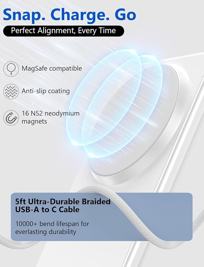 Mag.Safe Charger - Magnetic Wireless Charger for iPhone 12-17,Black | Fast Charging | Magnetic iPhone Charging | for iPhone Charger Stand