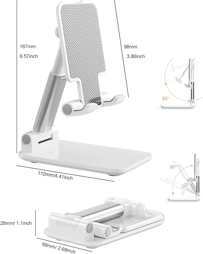 Phone Stand for Desk Cell Phone Holder Stands for iPhones | Mini, Cute, Portable, Fully Foldable, Under 8" Devices, All Smart phones, Office Accessories