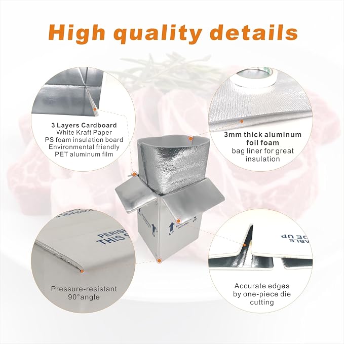 7x6x10'' Small Insulated Shipping Boxes with Liners, 4 Pack Small Cold Shipping Boxes, for Perishable Frozen Food, White (TB7610L-4)