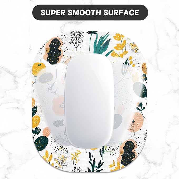 Small Mouse Pad, 6 x 7 Inch, Oval Mini Mouse Pad with Non-Slip Rubber Base for Laptop Wireless Mouse Keyboard Tray Mousepad, Flower Seamless Pattern