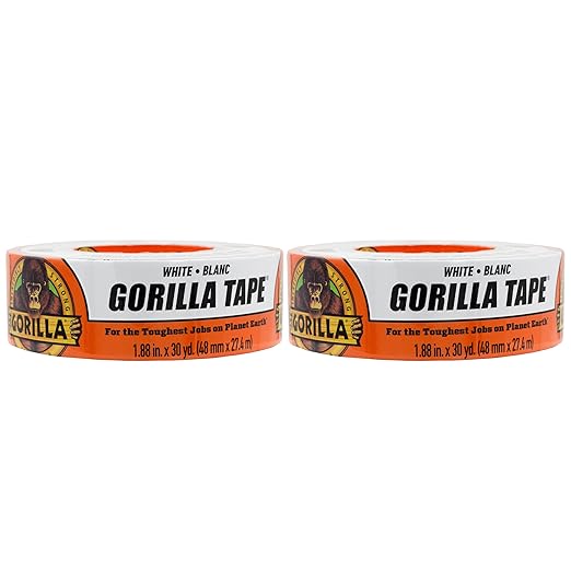 Gorilla Tape, White Duct Tape, 1.88" x 30 yd, White | (Pack of 12)
