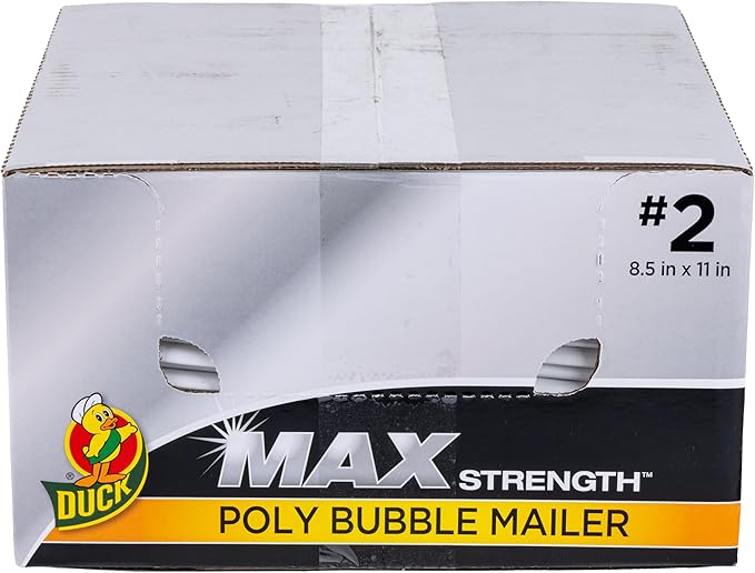 Duck Max #2 Poly Bubble Mailer, White, 8.5 inch x 11 inch, 25 Pack
