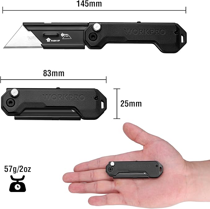 WORKPRO EDC Folding Utility Knife, Mini Box Cutter with Quick Open Axis Lock, Quick Change Blade Razor Knife, Foldable Small Pocket Knife with Belt Clip