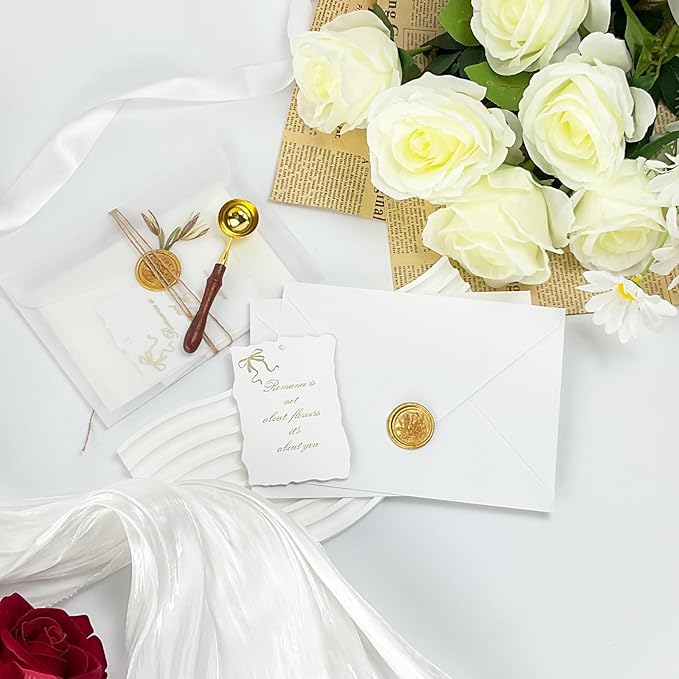 YINUOYOUJIA 50 PCS White Specialty Paper Envelopes A7, 5 x 7 Envelopes for Invitation, Great for Wedding Invitation Cards, Photos,Perfect for Birthday, Baby Shower, Graduation, Christmas