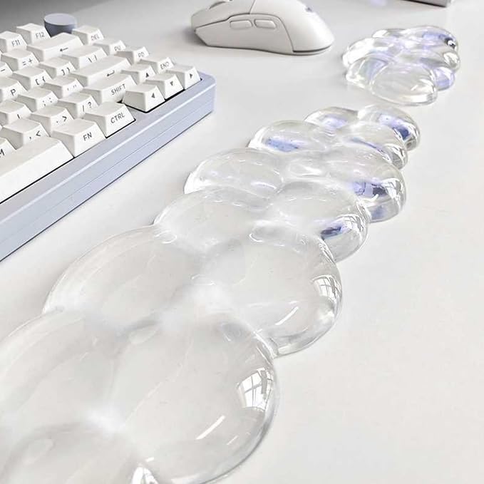 Mouse Pad with Wrist Rest, Soft Cloud Gel Keyboard Mouse Pad Set with Hand Wrist Support, Cute Non Slip Office Desk Accessories for Comfort/Pain Relief/Computer/Laptop (Clear Cloud)
