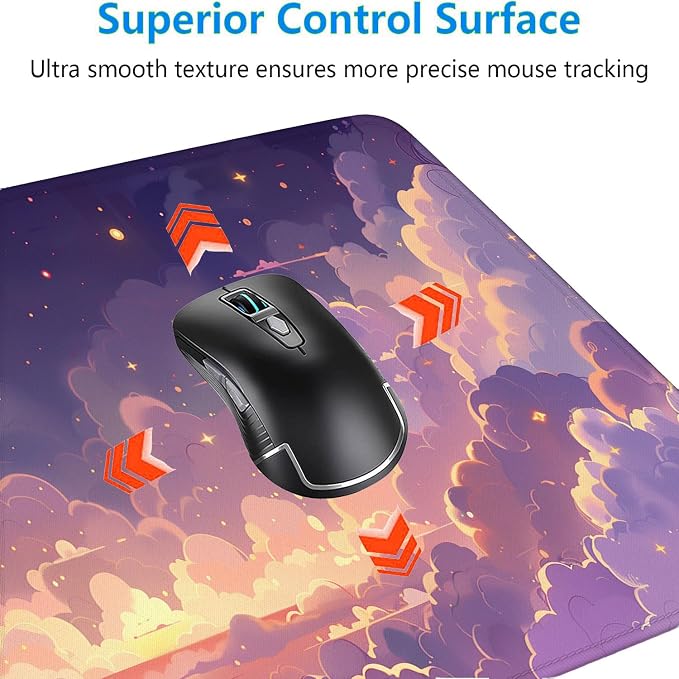 Cute Gaming Mouse Pad Desk Pad Kawaii Pink Purple Gold Clouds Mousepad XL Large Gaming Mouse Pad Laptop Keyboard Mat Desk Pad Office Home Decor for Women Girl 35.4"x15.7"