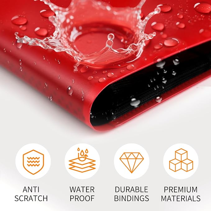Trading Card Binder 9 Pocket, 360 Card Waterproof Folder with Side Loading Sleeves, Sturdy Card Collection Album for MTG, TCG, Game Cards & Sports Cards (1, Red)