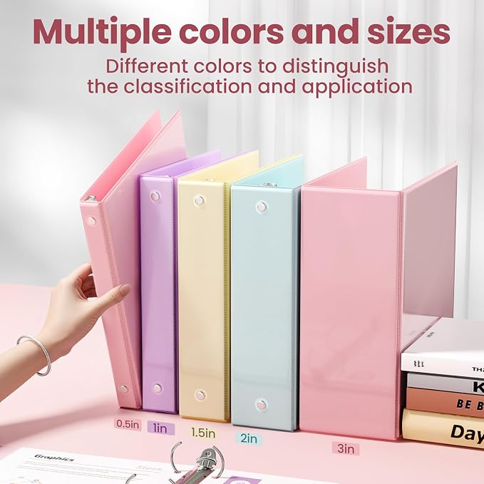 SUNEE 3 Ring Binder 2 Inch 2 Pack, Clear View Binder Three Ring PVC-Free (Fit 8.5x11 Inches) for School or Office Supplies, Pink & Purple