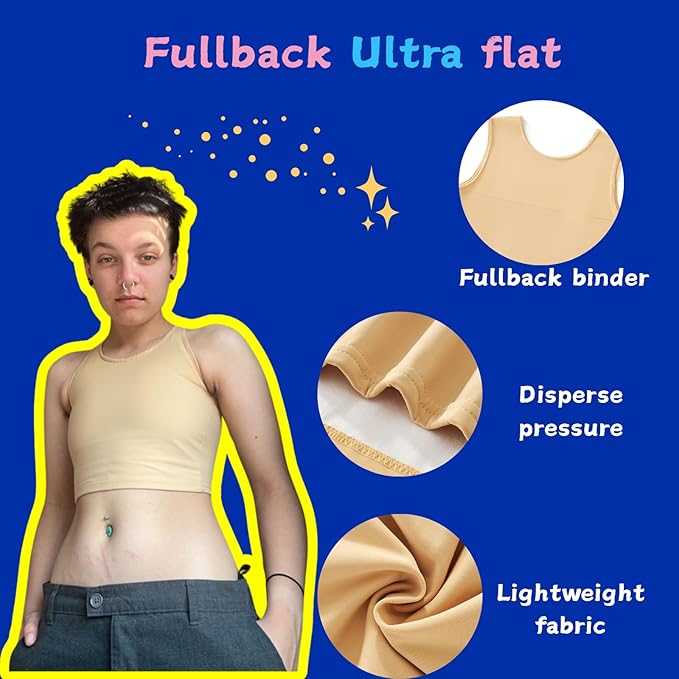 Wonababi Chest Binder for Transgender - Fullback Ultra Flat Compression Bra for FTM, Large Breasts