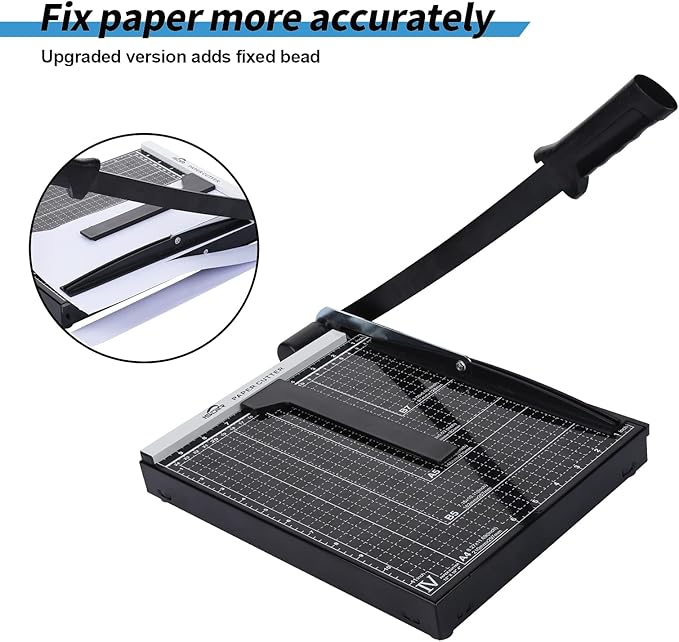 ISDIR Guillotine Paper Cutter 12" with Integrated Pressure Bar – Heavy Duty Metal Base, 15 sheet Capacity, Magnetic Guide & Safety Guard – Precision Trimmer for Cardstock, Crafts, DIY, Photos & Office