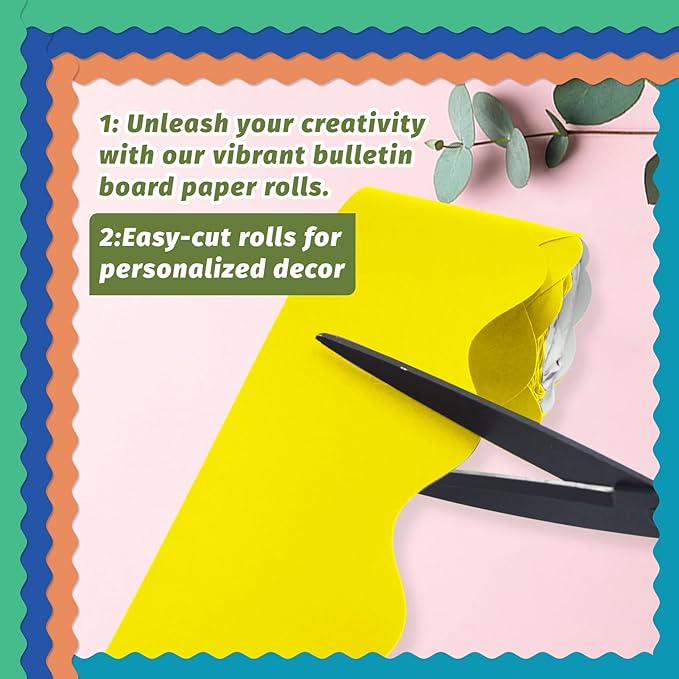 8 Rolls 262.4 Ft Bright Bulletin Board Borders Set - Decorations for Office, School Classroom Decor, Teachers & Home DIY - Posters & Birthday Parties - Board Trim （Science Color）