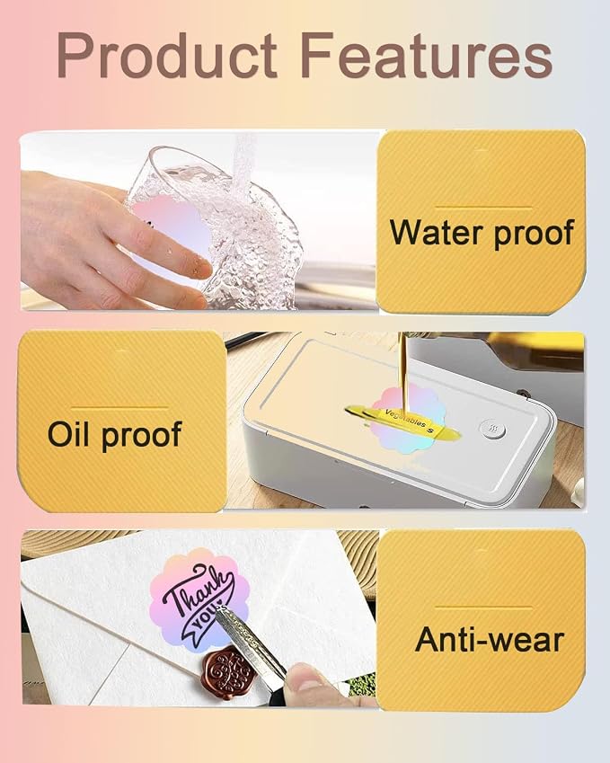 2 x 2 Round Thermal Labels, Thermal Printer Label Stickers for DIY Logo Design, Name Tag, Addressing, Food Labeling, Office Supplies, Shipping Thanks Card, 2 inch 500 PCS/Roll, 4 Color