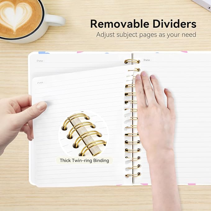 Lined Spiral Journal Notebook for Work A5, 160 Pages, Heart | College Ruled Spiral Journal for Women, Hardcover with Elegant Design for Note-Taking, 5.5 * 8.25 inch