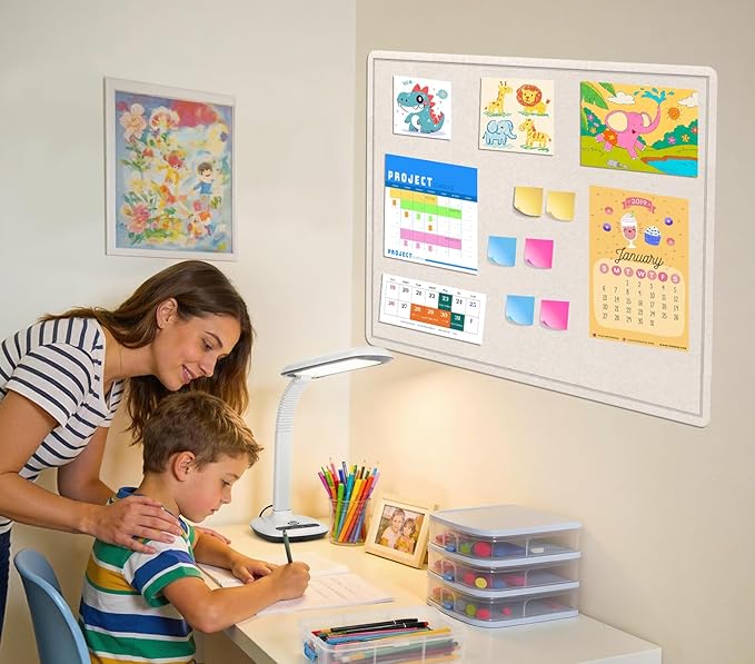 Large Bulletin Board 60" x 36" Felt Cork Board - Decor Pin Board, Oatmeal | Cork Board Alternative for Wall, Foldable Self-Adhesive Vision Board Prayer Board with Pushpins for Home Office Classroom