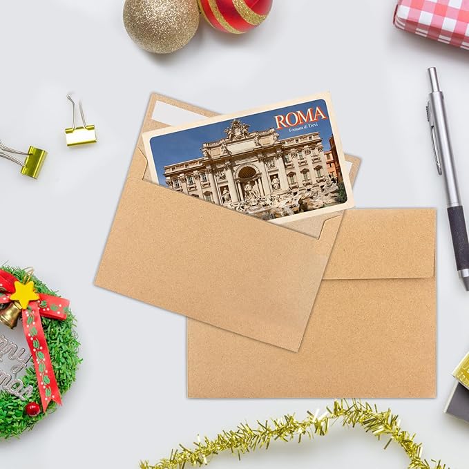 50Packs A4 Kraft Envelopes 4x 6 Inch Card Envelopes,Self Seal for Weddings, Greeting Cards，Mailing， Invitations, Photos, Postcards