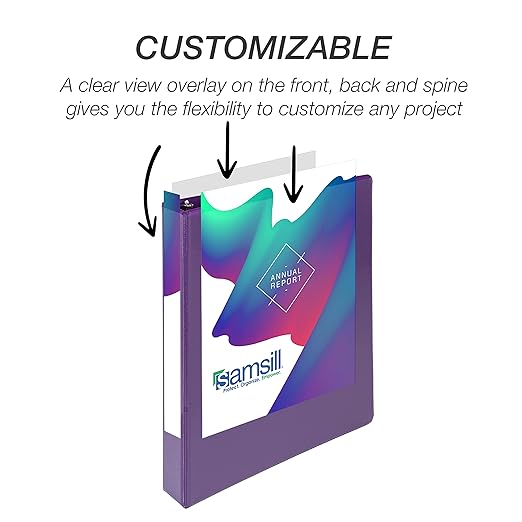 Samsill Durable 1 inch 3 Ring Binder, D Ring Binder, 100% Recycled Chipboard, Purple, 12 Pack