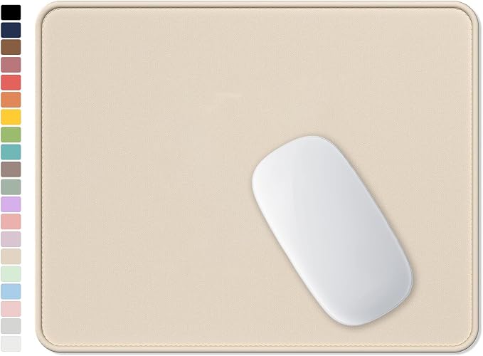 Hsurbtra Mouse Pad, Premium-Textured Square Mousepad 10.2 x 8.3 Inch, Stitched Edge Anti-Slip Waterproof Rubber Pretty Cute Computer Mat for Office Gaming Laptop Women Kids Beige