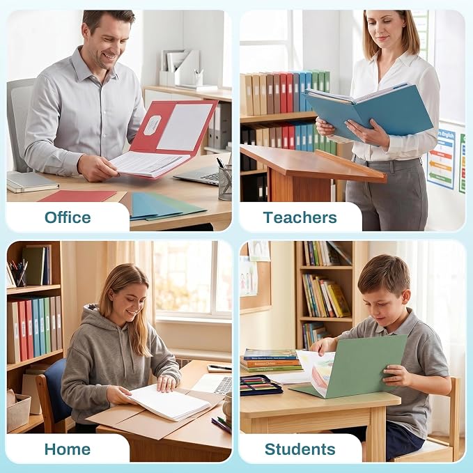 SUNEE Folders with Pockets(25 Pack, Retro Colors), 2 Pocket Folders Fit Letter Size Paper, Paper File Folder for School Office Home Bussiness