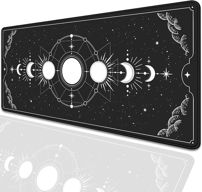 Moon Phases Celestial Witchy Tarot Astrology Witch Aesthetic Extended Desk Pad Mouse Pad,Stitched Edges Non-Slip Rubber Base XL Mouse Mat Desk Mat for Office Home Work Mousepad(27.5X11.8 Inch)