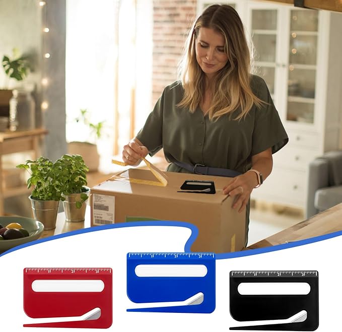 3 Pack Letter Opener Envelope Slitter, Credit Card Sized Mail Opener with Hidden Blade, Built in Ruler & Magnifier, Slim Envelope Cutter for Home Office Travel | Lightweight; safe; comes with a ruler and magnifying glass; smooth, comfortable surface; e...