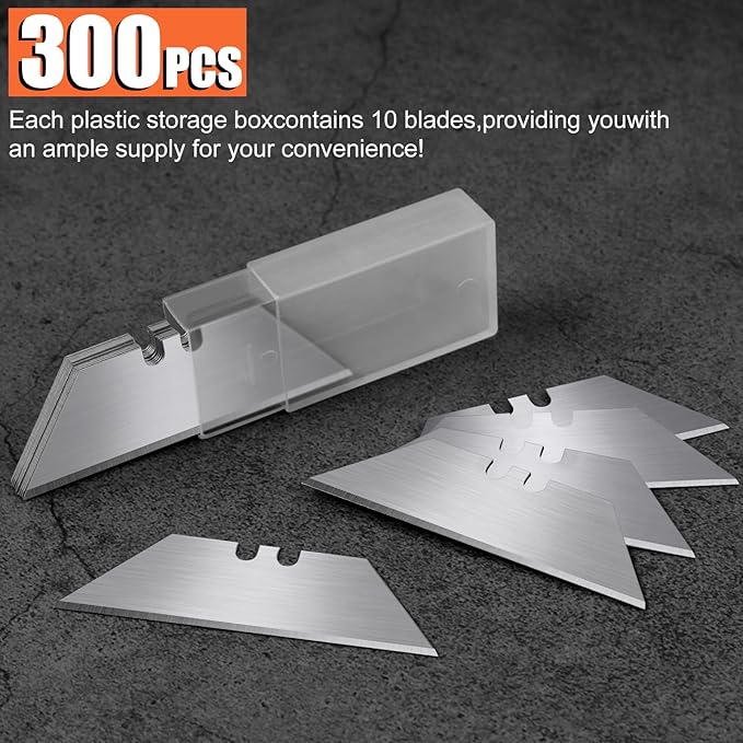 Romeda 100 Pcs Utility Knife Blade, SK5 High Carbon Steel Box Cutter Blades Refills with Storage Box, Sharp Utility Blades for Box Cutter, Non-Rusting Standard Razor Blade