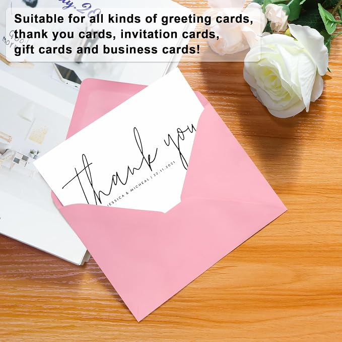 50 Pack A7 Envelopes, Pink Greeting Card Envelopes Self Seal, 5.24 x 7.24 in Envelopes for Birthday Graduation Baby Shower Wedding Invitation Cards