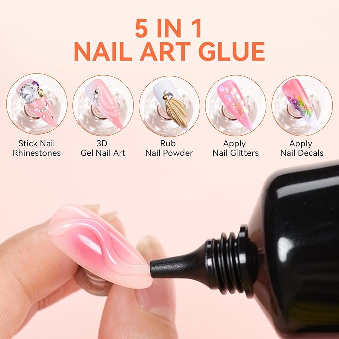 Makartt Rhinestone Glue Gel - 30G Ultra Strong Hold UV/LED Cured Nail Glue Adhesive for Charms, Gems, Diamonds, Chrome & Aurora Powder, 3D Gel Nail Art Sculpting, Glitter, Decals, Salon DIY Easy Use