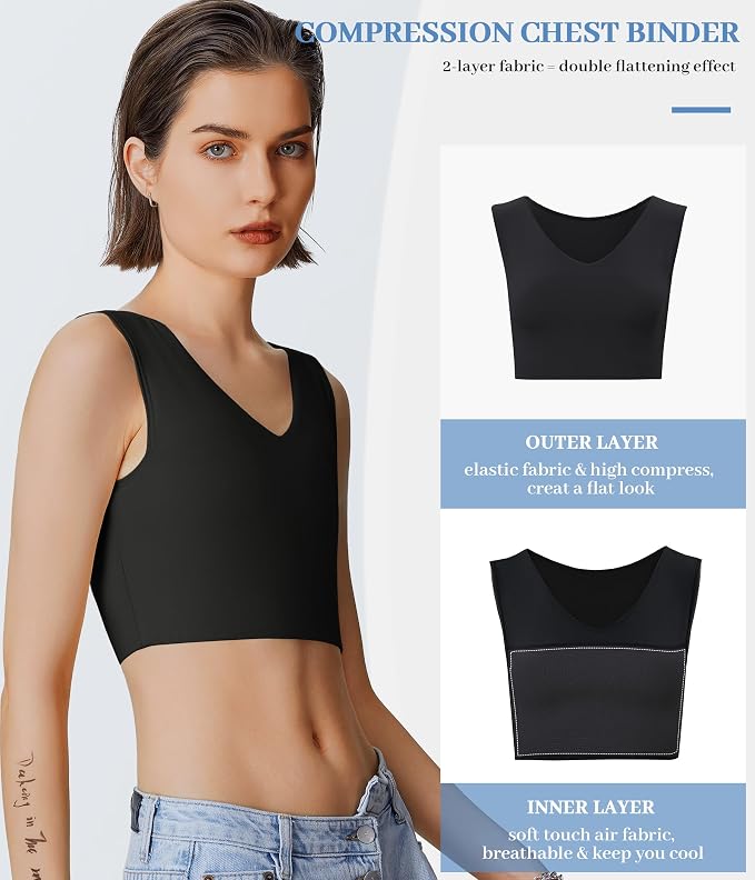Rolewpy Chest Binder for Transgender FTM Women Binder Bra Tomboy Breast Binder Tank Top