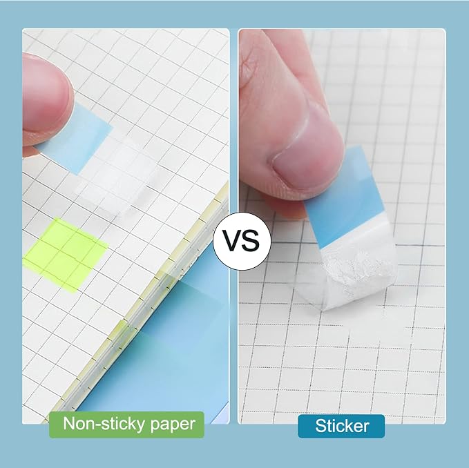 Golcellia Writable Sticky Tabs, 900 Pcs Transparent Sticky Page Marker Tabs for Document Organization, Teacher Supplies, Study Aids, Office Supplies, Colorful Tabs