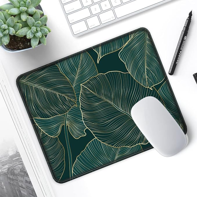 ITNRSIIET Mouse Pad with Stitched Edge Premium Textured Smooth Precise Operation Waterproof Washable Non-Slip Rubber Base Desktop Protection Mat, 10.2×8.3×0.12 inches, Palm Texture