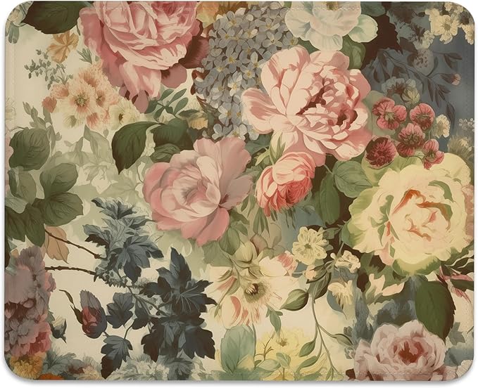 Elegant Watercolor Floral Mouse Pad - Blossom Your Desk with Nature's Art, Stitched Edges Non-Slip Rubber Base Mouse Pads for Computers Laptop