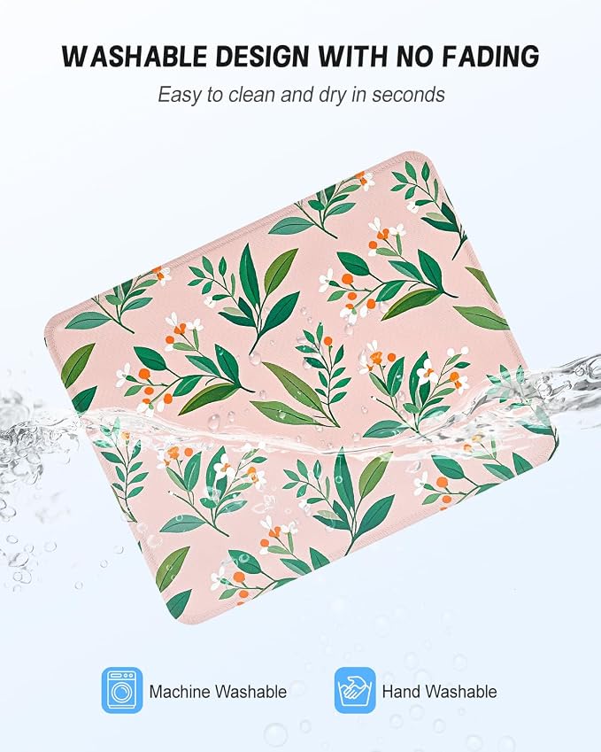 Mouse Pad, Cute Mouse Mat, 10" x 8", Pink Cute Flower | Square Waterproof Gaming Computer Mat, Textured Top, Stitched Edges, Non-Slip Rubber Base for Office Home Laptop Keyboard