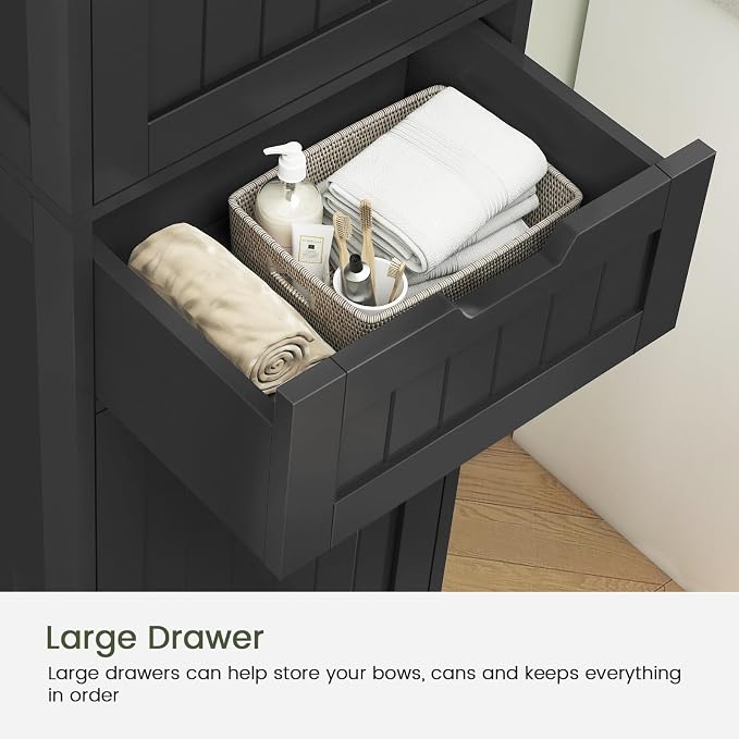 Iwell 67" H Bathroom Storage Cabinet, Tall Bathroom Cabinet | Narrow Storage Cabinet with Doors and Drawer, Adjustable Shelves, Floor Cabinet for Bathroom, Living Room, Kitchen