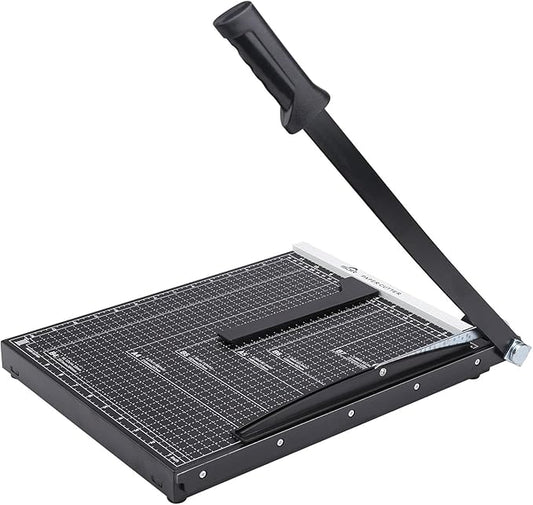 ISDIR 15" Guillotine Paper Cutter with Dual Pressure Bars, 15 Sheet Capacity, Magnetic Guide, Blade Lock, Heavy Duty Metal Base, for Cardstock, Crafts, DIY, Photos & Office