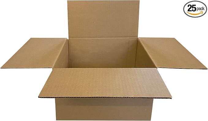 Corrugated Mail & Shipping Boxes, 25 Pack, 12 x 12 x 6 inch