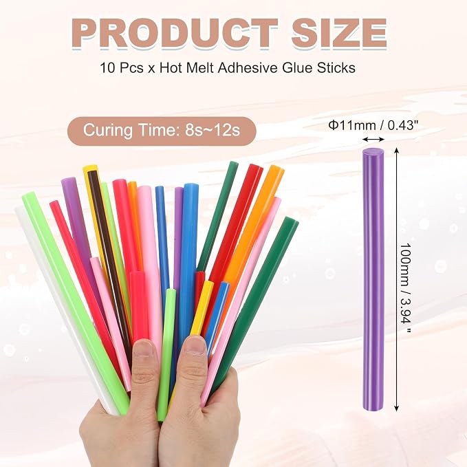PATIKIL Hot Glue Sticks for Glue Gun, 10 Pcs Colored Hot Melt Adhesive Glue Sticks Bulk for DIY Projects Craft Art Decoration Home Repairs, Dark Purple (3.9" x 0.43")