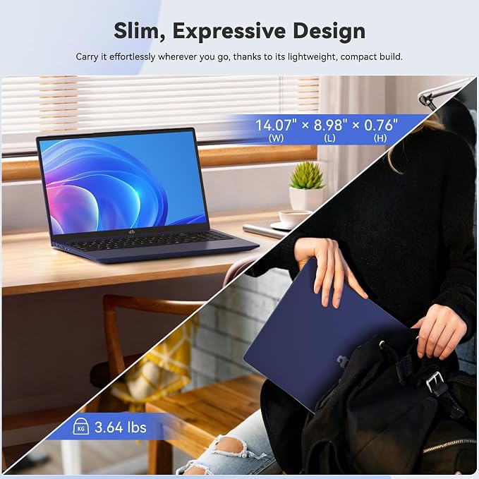 NIMO 15.6" FHD IPS Laptop, Core i3-1215U 6-Core Up to 4.4GHz (Beats R5 7520U), 16GB RAM 512GB SSD, Wi-Fi 6, Backlit Keyboard, Fingerprint Reader, 65W Type-C Charging, Student & Business Notebook