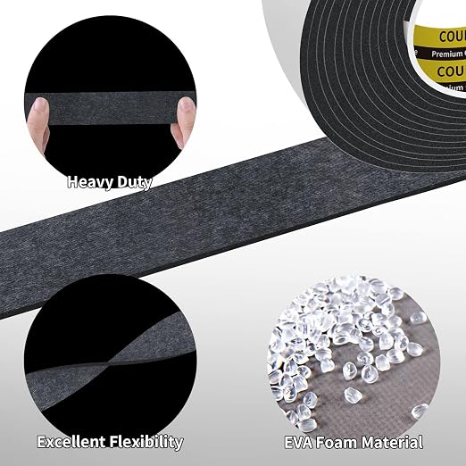 Heavy Duty Double Sided Tape, Black Foam Tape,1 in X 16.4 ft | High Tack Strong Adhesive Foam Mounting Tape, Weatherproof Sealing Foam Tape, Easy Peel & Stick for Home Office School