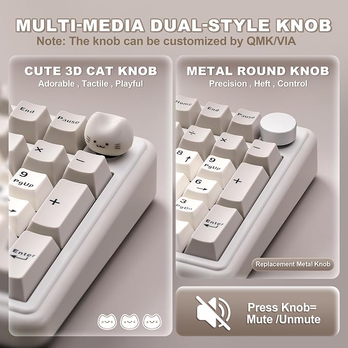 YUNZII B98 PRO 96% Wireless Mechanical Keyboard (Beige, Milk Switch) | QMK/VIA, with Numpad, Dual-Style Knob Design, Creamy Pre-Lubed Switches, Hot Swap, Gasket Mount, RGB for Gaming/Win/Mac