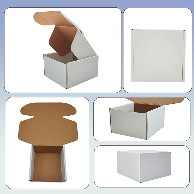 5 x 5 x 3 inch Shipping Boxes Set of 25， White Corrugated Cardboard Box Mailer Boxes for Packaging Small Business Shipping，Mailing Boxes Bulk for Birthday Wedding Party Book Literature Gift Giving