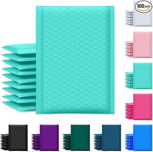 UCGOU Bubble Mailer 6x10 Inch 100 Pack Usable Size 6x9 Inch Teal Poly Padded Envelopes Waterproof Bubble Bags for Small Business Shipping Self Seal Mailing Envelopes for Jewelry Makeup Supplies