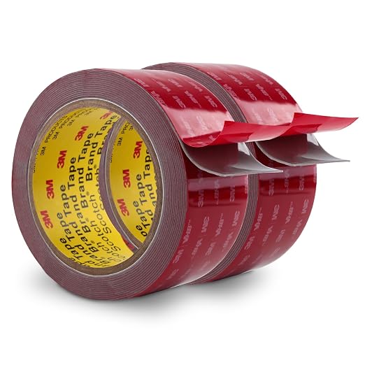 3M Double Sided Tape Heavy Duty 2" x 15.4Ft 2 Pack Grey | Waterproof High Temperature Resistance Mounting Tape Foam Tape for Indoor Outdoor Home Office Car Decor