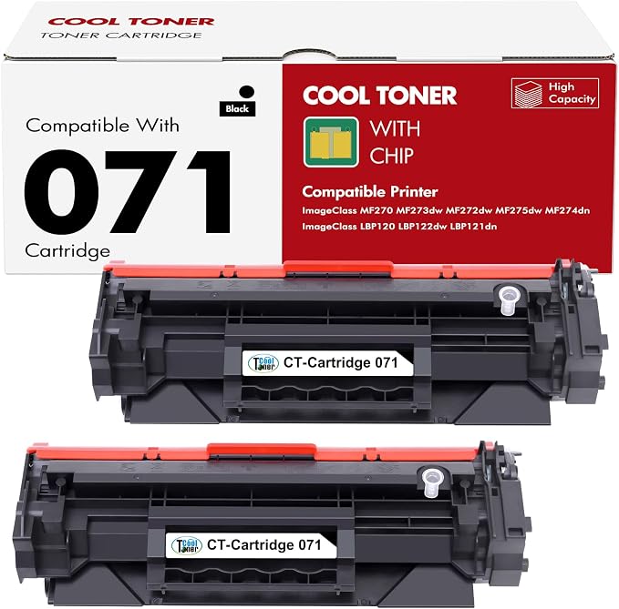 071 Black Toner Cartridge for Canon Cartridge 071 071H MF270 MF273dw 2 Pack | Compatible for Canon ImageClass MF273dw MF272dw LBP122dw LBP121dn MF275dw MF274dn MF271dn MF270 LBP120 Printer