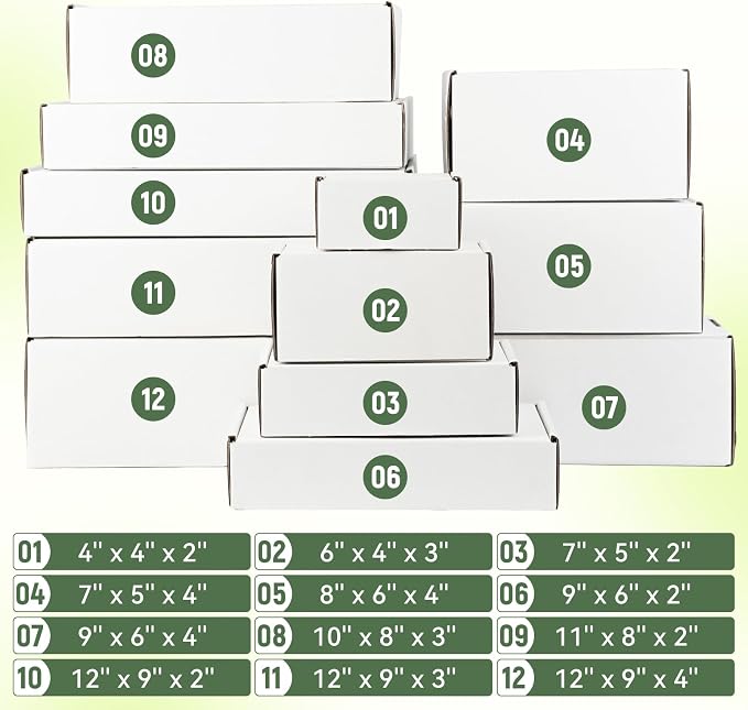 9"x6"x2" Shipping Boxes Set of 2, White Corrugated Cardboard Box Literature Mailer